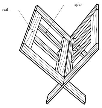 Exercise C3. A wooden magazine rack is shown below. (a) Dowel joints were used to join the spars to the rails.