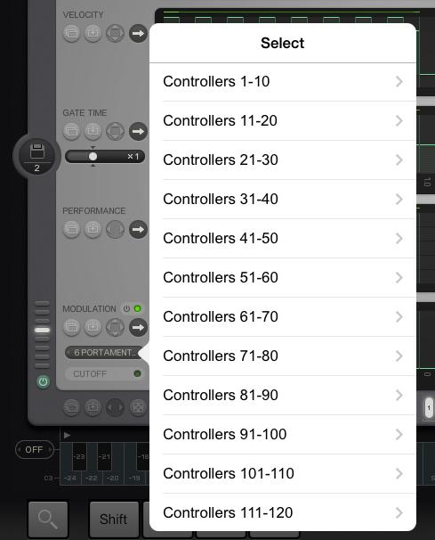 MIDI CC number Just above the Internal Modulation indicator is the external MIDI CC chooser.