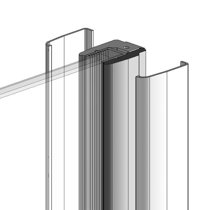 Push the end of Panel Glass with the flexible seal on into the Wall Profile assembly. 4.