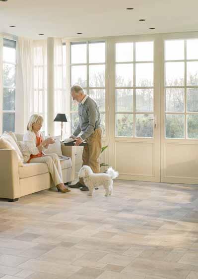A FLOOR WITH CHARACTER 88-89 The structure and range of colour shades in this tile bring a truly authentic style to your