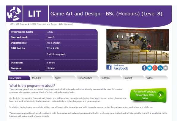 Application for Game Art and Design Application information on the LIT site for Game Art and