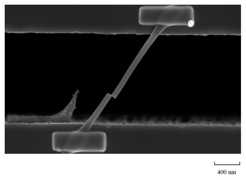 behavior should fit along the linear elastic curve for small nanowire deflection. In this research, small deflections were taken as the radius of each nanowire sample, or slightly less.