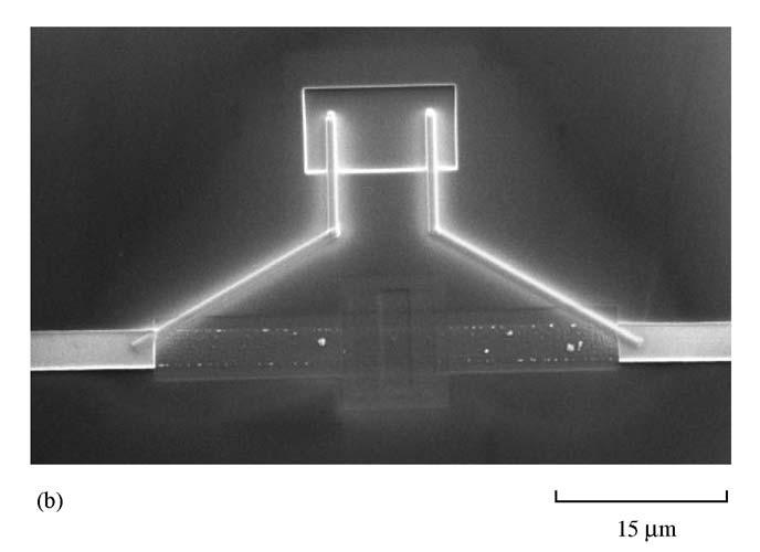 2 µm 5 µm 8 µm 0.5 µm 2 µm 7 µm (a) Figure A.10 (a) Design schematic and (b) scanning electron micrograph of the interim FIB fixture.