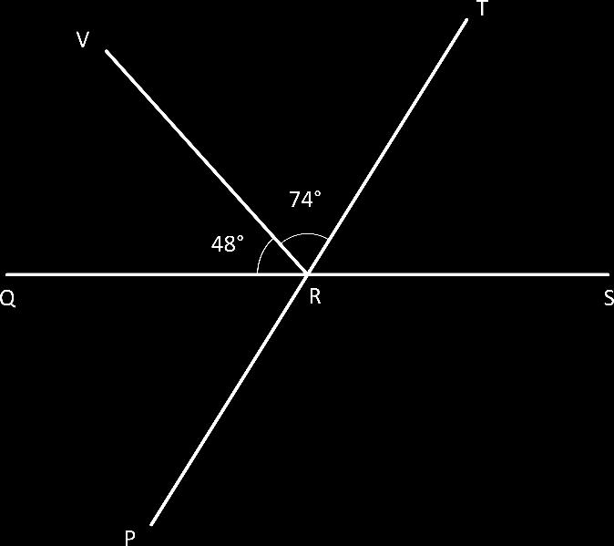 c. In this figure, Q, R, and S lie on a line, as do P, R, and T. Find the measure of PRS. 3. Mike drew some two-dimensional figures.