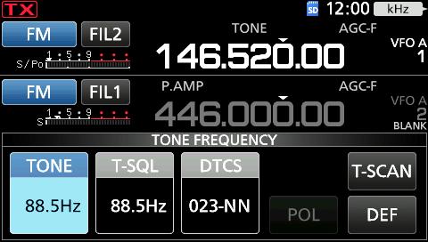 Set the operating mode to FM. 3. Set the receive frequency (Repeater output frequency). LLFor only U.S.A.
