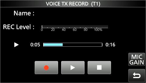 3. VOICE TX MEMORY FUNCTION Recording a Voice TX memory You can record up to 8 Voice transmit memories (T1 ~ T8) of up to one and a half minutes in each memory, onto an SD card.