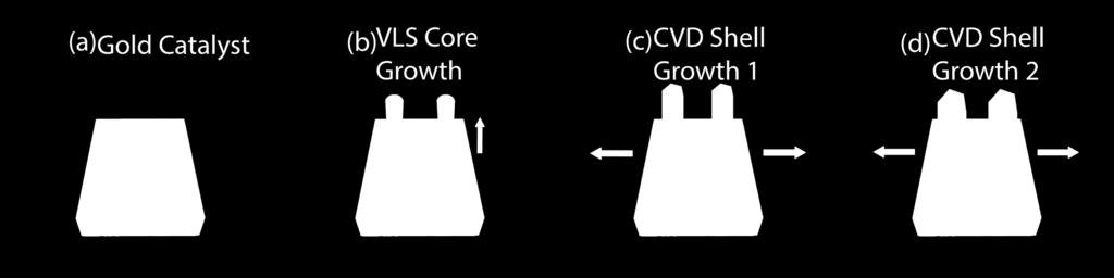 Nanowires Growth Process Schematic of Si x Ge 1 x Ge Si core-double-shell nanowire growth. (a) Au catalyst droplets prior to growth.