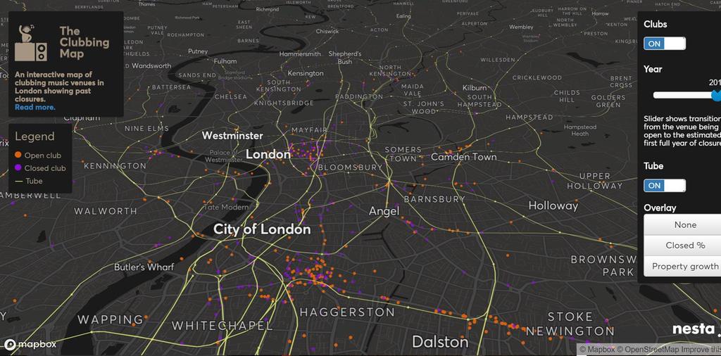 Interactive maps for creative industry policy: Studying whether London nightlife is leaving the centre Studying
