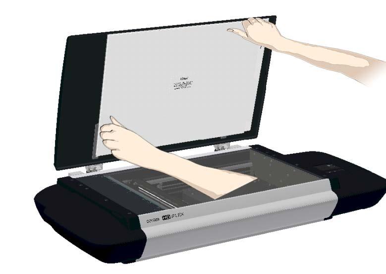 Replacing the white-background-platen 7 Press on the white background platen Make sure your hands are clean.