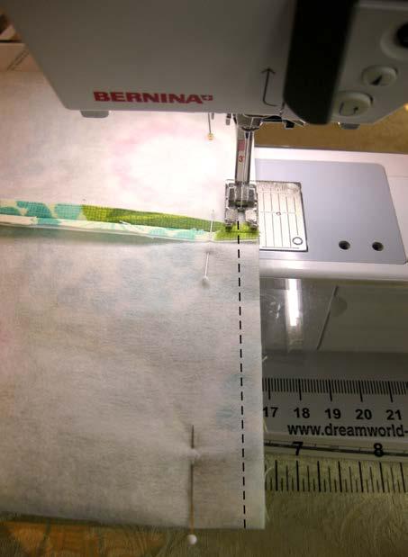 until reaching the end of the interfacing. Backstitch, then leave a 5/8 inch opening.