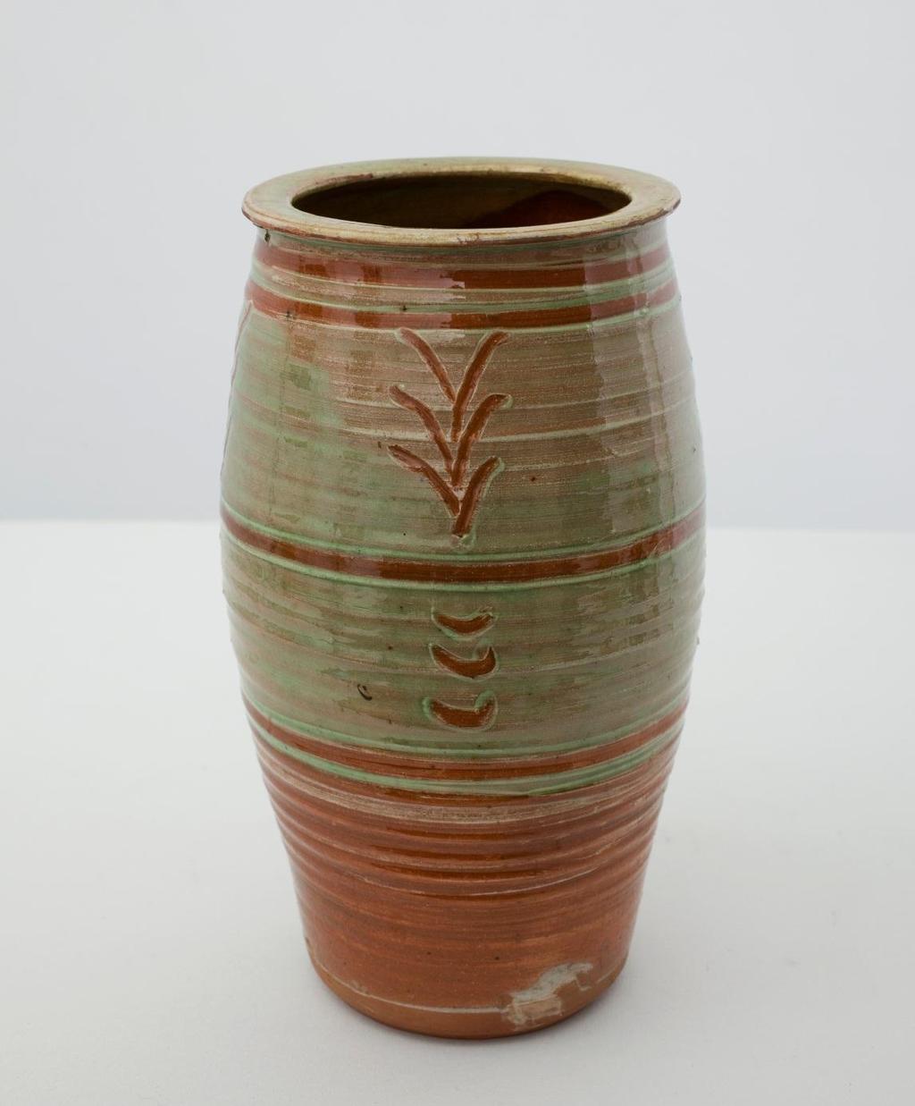 Sidney Tustin Vase 1927-78 Ovoid form with green and