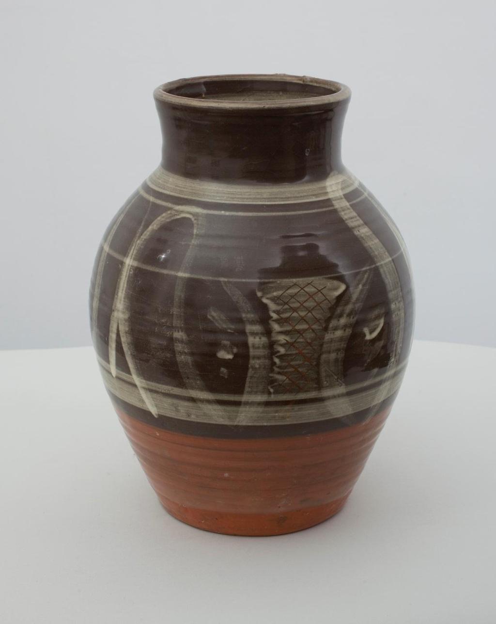 Vase 1948 Bulbous form with wide neck.