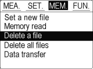 4) Use keys to select YES or NO, press key to confirm. 8.3.4 Delete all files 1) Press the key to illuminate MEM.