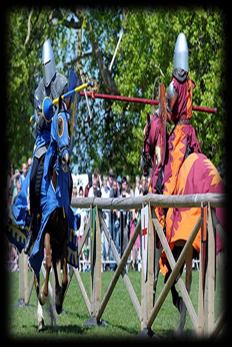 knights attempt to unhorse each other in the 'JOUST'.