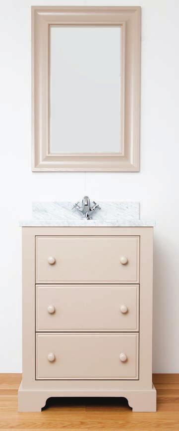 3 drawer vanity unit 600mm wide in Farrow & Ball Smoked Trout with Carrara