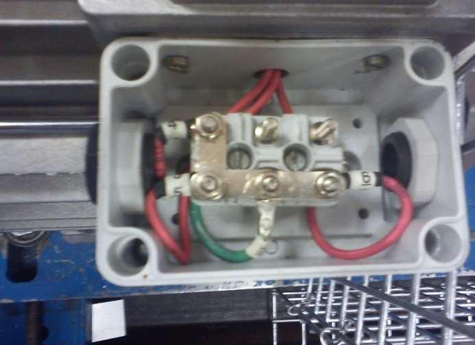 three wires were sent to the other terminal box, this box was fixed on the motor (see Figure 5.9). This work was made by Lawton Electrical Services LTD (LESL).