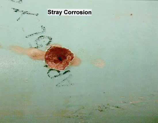 The appearance of DC stray current corrosion is similar to that AC stray current