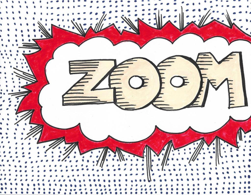 Roy Lichtenstein Art Practice: With a pencil, trace around stencil alphabet letters to draw an interjection-onomatopoeia word (such as Wham, Pow, Bam, Splat, Zoom, Skdoosh, Boom, Blam, Boing, or
