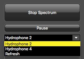 Click the menu icon next to the name of the receiver and click Display Spectrum. 5. Select the hydrophone you want to test.