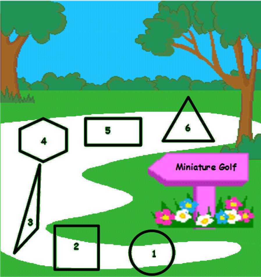 Review of Kindergarten: Geometry, Activity A Directions: Miniature Golf Geometry Use a marker to move through the miniature golf course.