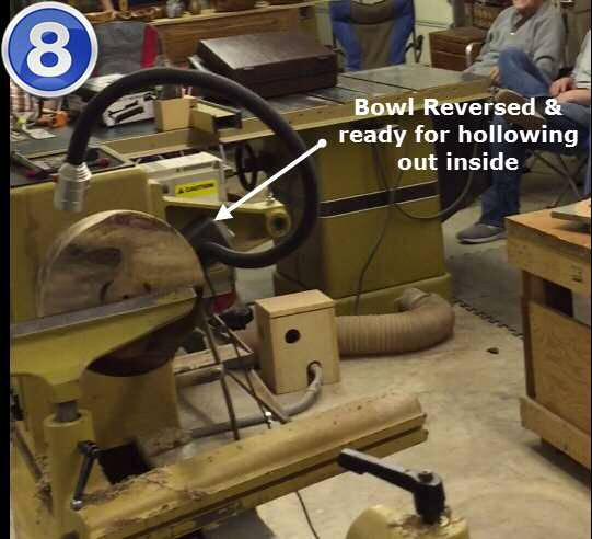 As you are hollowing out the bowl, you want to regularly measure and keep track of the depth, so you don t cut through the bottom of the bowl (Picture #10).