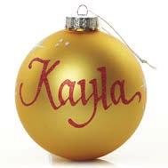 GOLD GLASS PERSONALISED CHRISTMAS BAUBLE, 3.