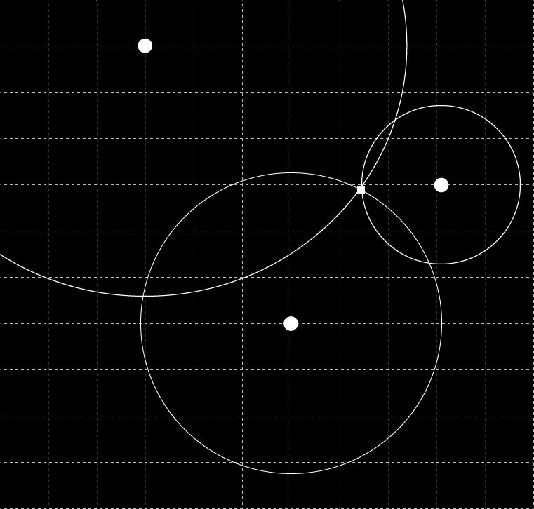 Figure 4.3: This is an example diagram of how trilateration works using three beacons.