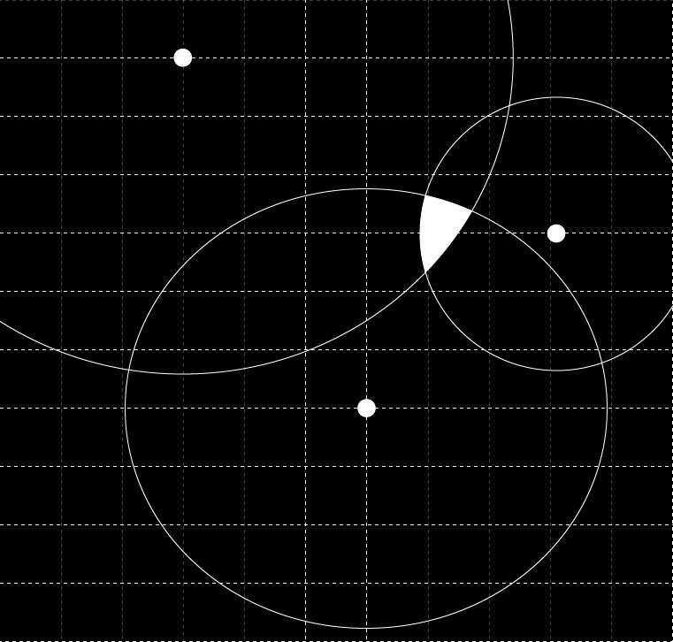 Figure 4.4: This is an example diagram of how trilateration works using three beacons when we try to account for error in the model.