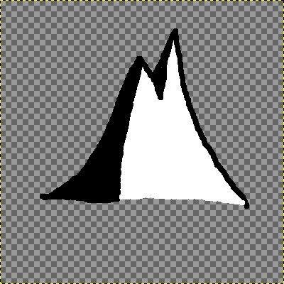 Now, we want our mountain to be opaque, so we'll fill in the actual mountain with white.