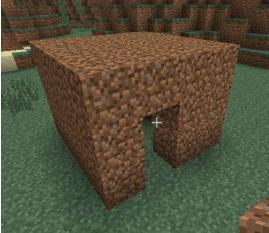 Step 3: Create a shelter in creative mode Ask pupils to build a basic shelter. It can be made of dirt, stone or wood. It can even be a cave.