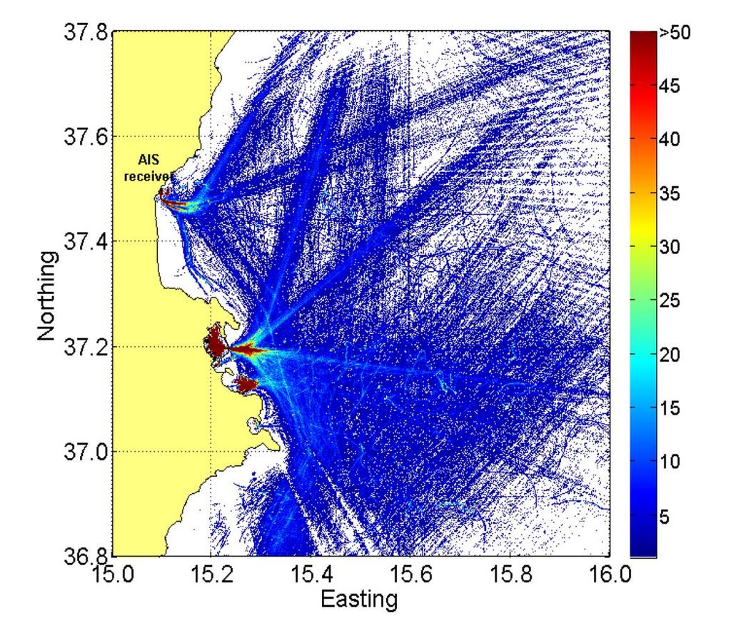 Modelling underwater noise from AIS data Calculation of the vessels position on a grid having mesh size 100m x 100m, with a time