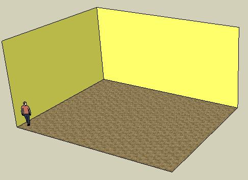3. The bedroom will be a loft (it has two levels), so pull the rectangle up about 6 metres. Erase edges so that the ceiling and two walls disappear, enabling you to see inside. 4.