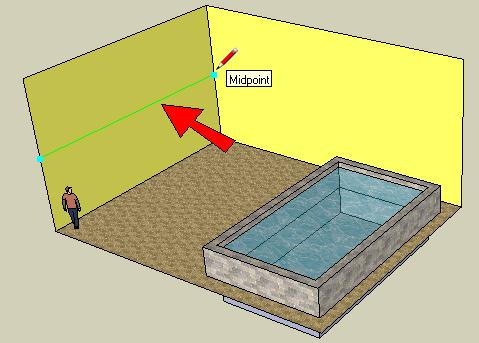 Google SketchUp Exercise 3 7. Now we can make the loft floor. It will be a simple rectangle which extends as far as the pool below.