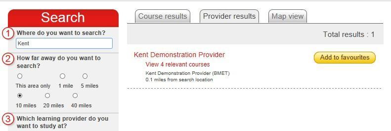 Favourite all courses that interest you To see a list of courses offered by that provider, select View relevant