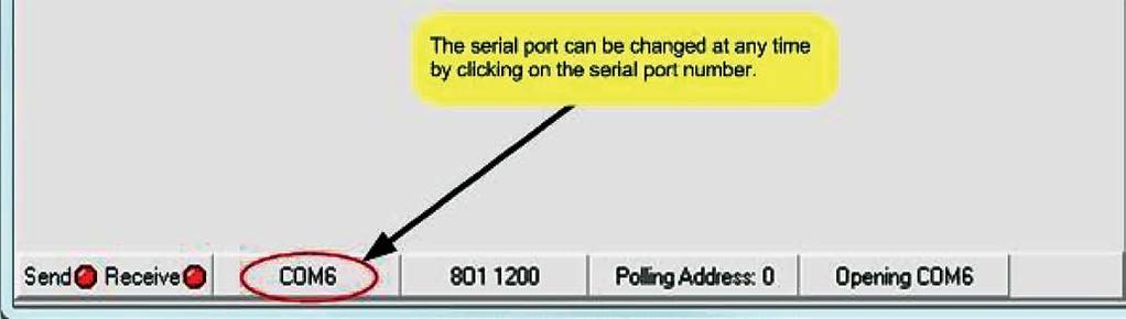 serial port number (see Figure 3) shown on the tank status bar.