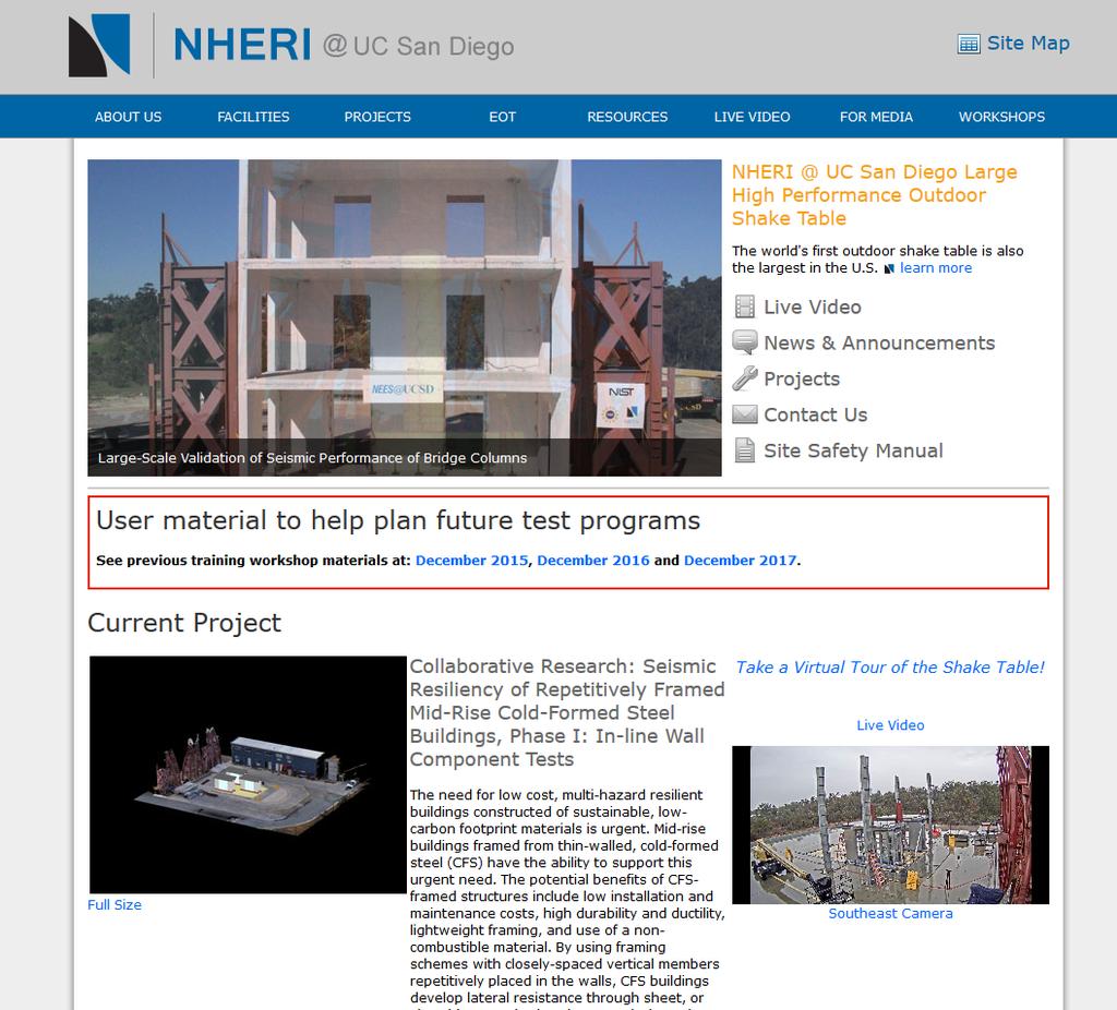 NHERI@UCSD Websites http://nheri.ucsd.