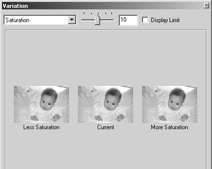 BASIC IMAGE PROCESSING Variation palette The variation palette allows an image to be corrected by comparing it