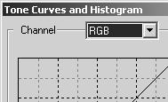 ADVANCED IMAGE PROCESSING Using the tone curve Click the arrow next to the channel box to select the channel from the drop-down menu.