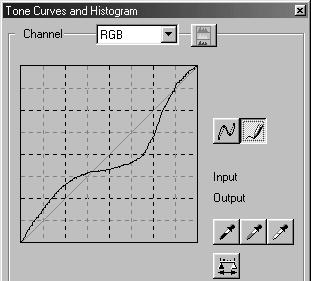 Drawing tone curves by freehand Click the freehand-curve button (1). The mouse pointer changes to the pencil tool when placed in the tone-curve box. Click and drag the pointer to draw a new curve.