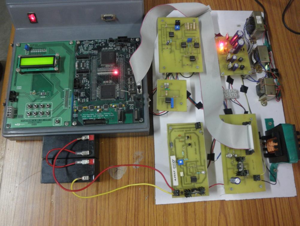 A. Voltage and current measurement circuit B. DC/DC Boost Converter C. Controller implemented on FPGA D. Solar charge controller circuit V & I measurement Supply +12V Solar charge controller ckt.