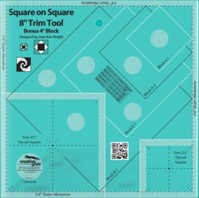 4 Sessions: Wednesday, Jan. 11, 18, 25, & Feb. 1: 1-4 pm Quilt It Learn to Use... Square on a Square This month we will be learning to use the Square on a Square ruler by Creative Grids.