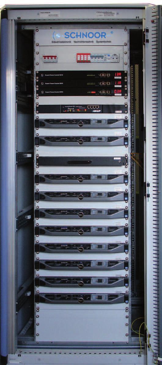4 Server rack (Data center) used to interconnect devices with a controller managing switchover in case of failures and providing reports to be transmitted back over the IP network for system