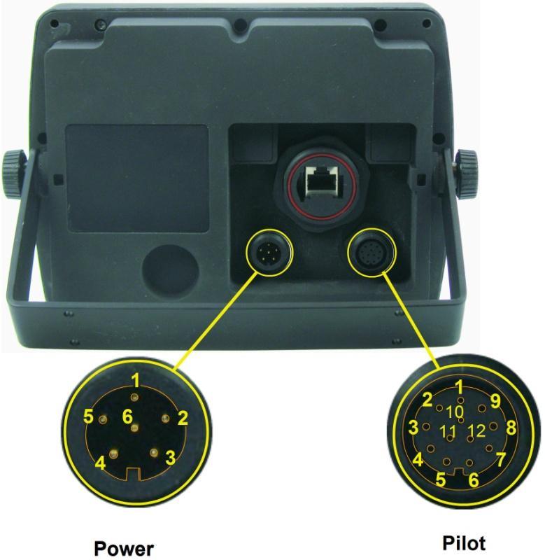 The cable between transponder and display is described in chapter 8.2.3 and below is the Power and Pilot connectors described.