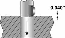 Feed into the part the chamfer depth + 0.040 to ensure the tool is finished cutting. Step 4: (Rapid through part) Move the tool through the part with rapid feed until the blade is 0.040 beyond burr.