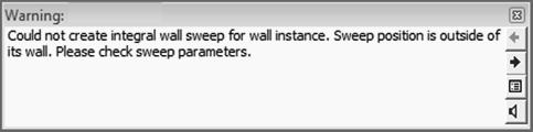 330 Chap ter 7 Roofs B u t I Got This Warning! Sometimes Revit doesn t like you hacking up its perfectly fine walls. The warning shown in this image pertains to the soldier course in the wall.