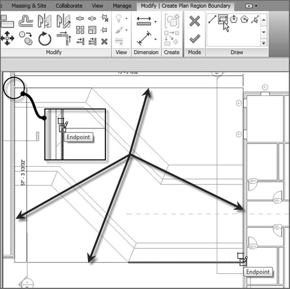 Placing Roofs by Footprint 331 3. On the Draw panel, click the Rectangle button, as shown in Figure 7.35. F I G URE 7.