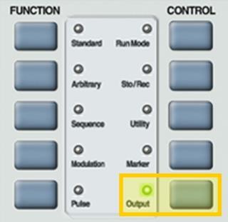 Define the channels in the Output section as being ON or OFF, modifying the settings using the dial or the cursor keys.