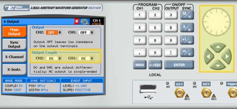 10. Select the output path of the channels in the Output Couple section, modifying the settings using the dial or the cursor keys.