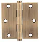 SOLID BRASS HINGES RESIDENTIAL DUTY, PLAIN BEARING, EXTRUDED, 3 1 /2 x 3 1 /2, 4 x 4 Prices are per Pair - All Hinges Supplied with Screws, Stainless Steel Pins 961137 3 1 /2 x 3 1 /2 Residential