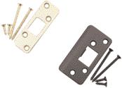 SPECIAL STRIKEPLATES AND KEYING SERVICES Supplied with four screws: Two, #10-2 1 /2 wood screws Two, #10-3 /4 wood screws Seven finishes 1 1 /4 x 3 5 /8, 3 /4 Fits Kwikset Type Jamb Prep 1 7 /8 x 3 5